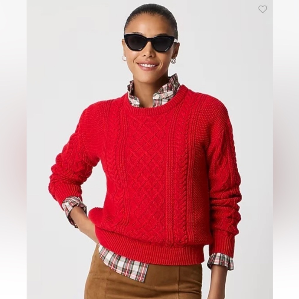 J‎ Crew Red Cable Knit Sweater size small new